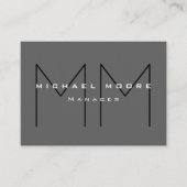 Gray Black Bold Monogram Modern minimalist Visitekaartje (Voorkant)