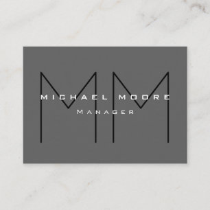 Gray Black Bold Monogram Modern minimalist Visitekaartje