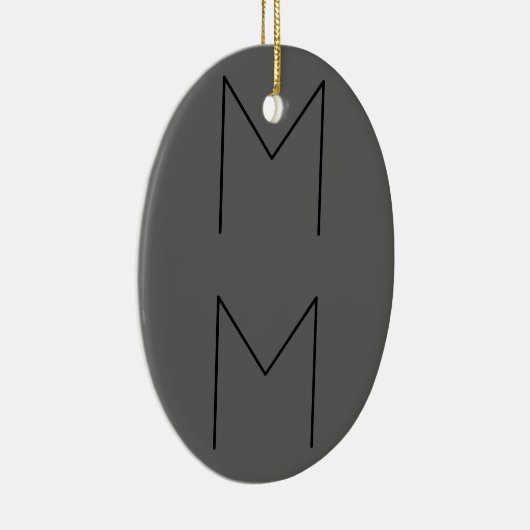 Gray Black Bold Monogram Moderne Initialen Keramisch Ornament (Rechts)