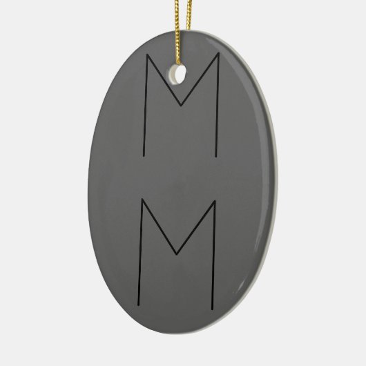 Gray Black Bold Monogram Moderne Initialen Keramisch Ornament (Links)