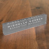 Gray Black Bold Monogram Moderne Minimale Naam Naambordje (Zijkant)