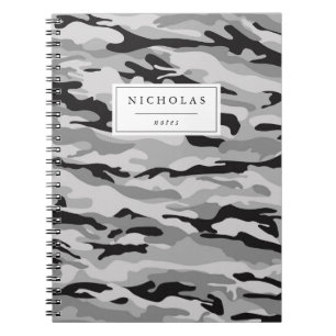 Gray & Black Camo Patroon op maat Notitieboek
