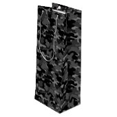 Gray Black Camo Wijn Cadeautas (Achterkant Gekanteld)