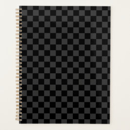 Gray Black Checkered Checkerboard Planner