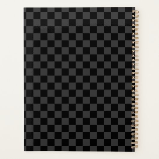 Gray Black Checkered Checkerboard Planner (Achterkant)