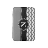 Gray Black Chevron Monogram Bathmat Badmat (Voorkant Verticaal)