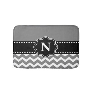 Gray Black Chevron Monogram Bathmat Badmat