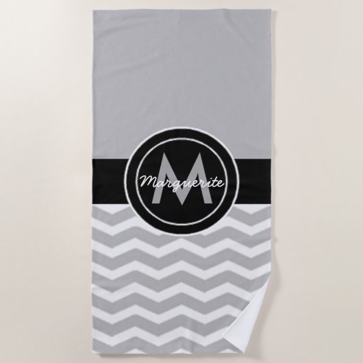 Gray Black Chevron Strandlaken (Voorkant)
