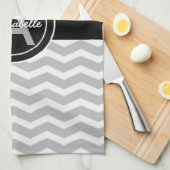 Gray Black Chevron Theedoek (Quarter Fold)