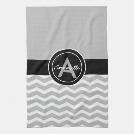 Gray Black Chevron Theedoek (Verticaal)