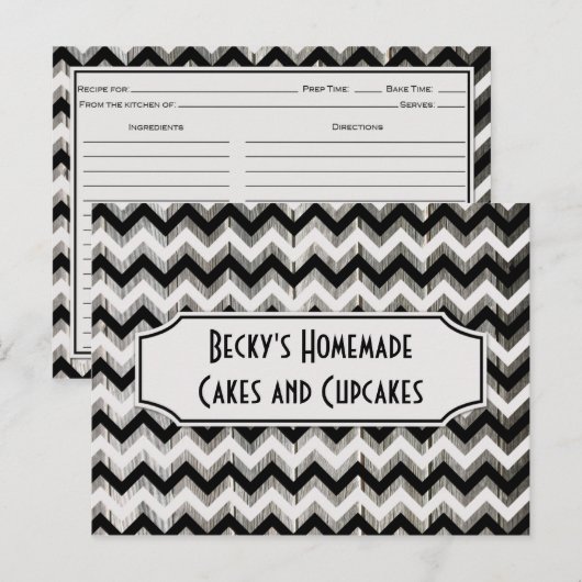 Gray Black Chevron Weathered Barnwood Recipard Briefkaart (Voorkant / Achterkant)