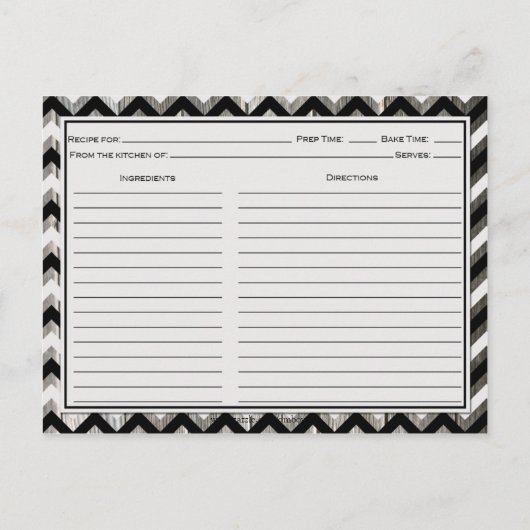 Gray Black Chevron Weathered Barnwood Recipard Briefkaart (Achterkant)