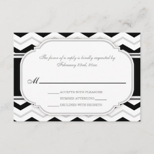 Gray & Black Chevron Weddenschappen RSVP-kaarten RSVP Kaartje