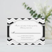 Gray & Black Chevron Weddenschappen RSVP-kaarten RSVP Kaartje (Staand voorkant)