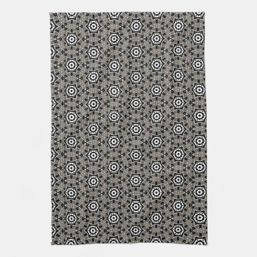 Gray+Black Cirkel Hexagon Patroon Keukendoek Theedoek (Verticaal)