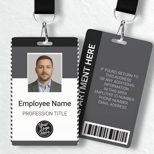 Gray Black Corporate Employee Photo ID Badge