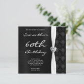 Gray Black Diamond Pattern Ombre Folie Birthday Kaart (Staand voorkant)