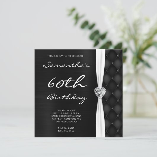 Gray Black Diamond Pattern Ombre Folie Birthday Kaart (Staand voorkant)