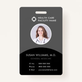 Gray Black Doctor Foto ID Healthcare Company Logo Badge