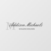 Gray Black Elegant Monogram Naam Titel Raamsticker (Vel)