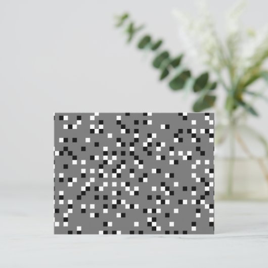Gray, Black en White Square Stippen Pattern. Briefkaart (Staand voorkant)