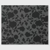 Gray & Black Floral Elegance Wedding Cadeaupapier (Vlak)