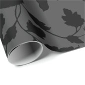Gray & Black Floral Elegance Wedding Cadeaupapier (Rol Hoek)