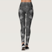Gray Black Floral Pencil Pattern Leggings (Achterkant)