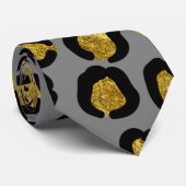 Gray Black Gold leopard Print Patroon Stropdas (Opgerold)