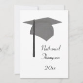Gray Black Graduation Cap and Tassel Invitations Kaart (Voorkant)