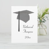 Gray Black Graduation Cap and Tassel Invitations Kaart (Staand voorkant)