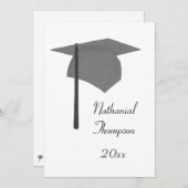 Gray Black Graduation Cap and Tassel Invitations Kaart (Voorkant / Achterkant)
