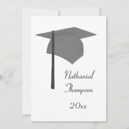 Gray Black Graduation Cap and Tassel Invitations Kaart