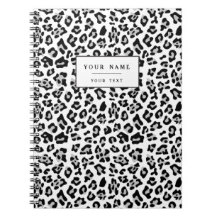 Gray Black Leopard Animal Print Patroon Notitieboek