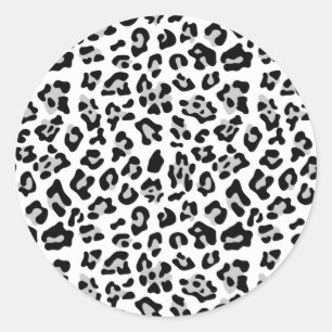 Gray Black Leopard Animal Print Patroon Ronde Sticker
