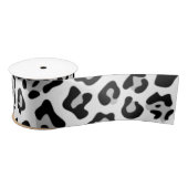 Gray Black Leopard Animal Print Patroon Satijnen Lint (Spoel)