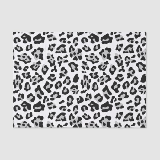 Gray Black Leopard Animal Print Patroon Tissuepapier (Voorkant)