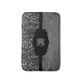 Gray & Black Leopard Pattern | DIY-monogram Badmat (Voorkant Verticaal)