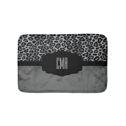 Gray & Black Leopard Pattern | DIY-monogram Badmat (Voorkant)