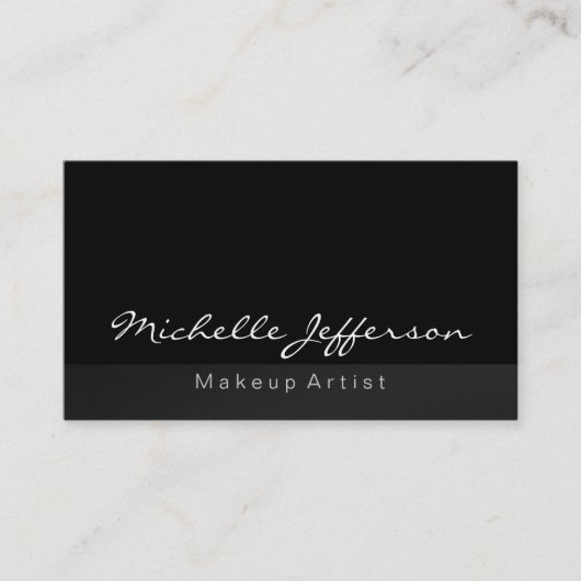 Gray Black Makeup Artist Calligraphy Visitekaartje (Voorkant)