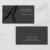 Gray Black Monogram Attorney Lawyer Visitekaartje (Voorkant / Achterkant)