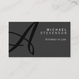 Gray Black Monogram Attorney Lawyer Visitekaartje