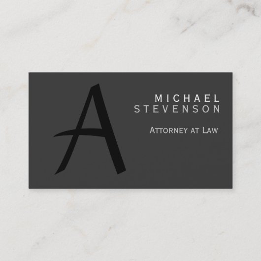 Gray Black Monogram Attorney on Law Visitekaartje (Voorkant)