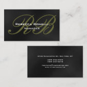 Gray Black Monogram Manager Visitekaartje (Voorkant / Achterkant)