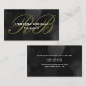 Gray Black Monogram Manager Visitekaartje (Voorkant / Achterkant)