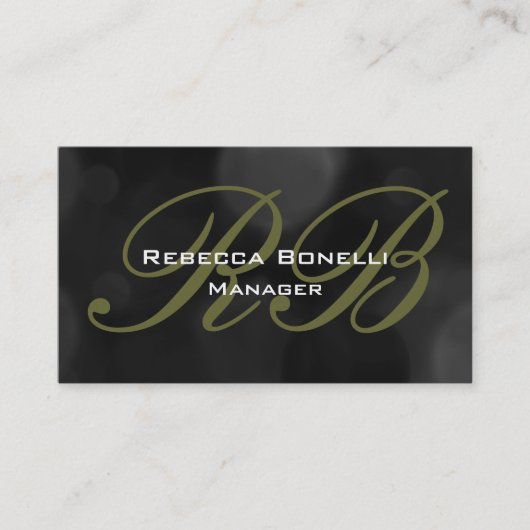 Gray Black Monogram Manager Visitekaartje (Voorkant)