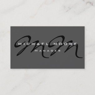 Gray Black Monogram Trendy Modern Visitekaartje