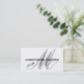 Gray Black Monogram visitekaartjes (Staand voorkant)