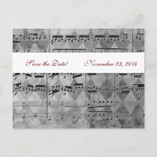 Gray Black Music Chevron Save the Date Aankondigingskaart