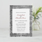 Gray Black Music Chevron Wedding Invitation Kaart (Staand voorkant)